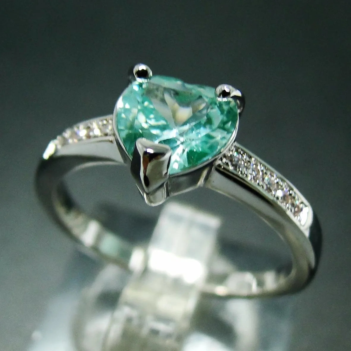 Beatufiful Pariba Tourmaline Color Stone 925 Silver Trillion Cut Ring 14k Synthetic Gemstone Gold Jewelry