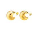 DUYIZHAO Waterproof Crescent Moon Hallow Hoop Earring Gold Plated Stainless Steel Fashion for Girls 18K Trendy Jewelry