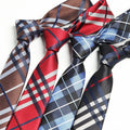 Men's Ties Classic 6cm Slim Polyester Woven Plaid Necktie Fashion Checked Neck Tie for Party Wedding Business
