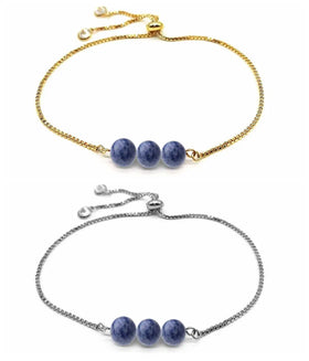 New Design 8mm Natural Stone Beaded Bracelet with Adjustable Brass Chain for Women Bracelet Jewelry