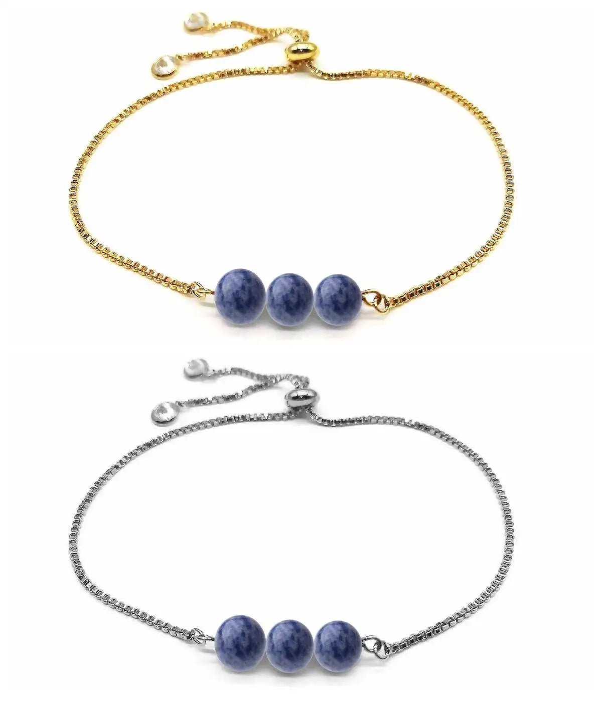 New Design 8mm Natural Stone Beaded Bracelet with Adjustable Brass Chain for Women Bracelet Jewelry
