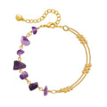 Hot Selling Natural Stone Crystal Gold Bead Chain Bracelet Plated 18K Gold Bracelet Amethyst Bracelet for Women
