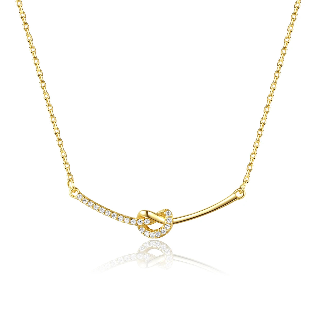 Wholesale 925 Sterling Silver Jewelry Necklace Fashion 14K Gold Plated Shiny Zircon Infinity Silver Necklace for Women Gift