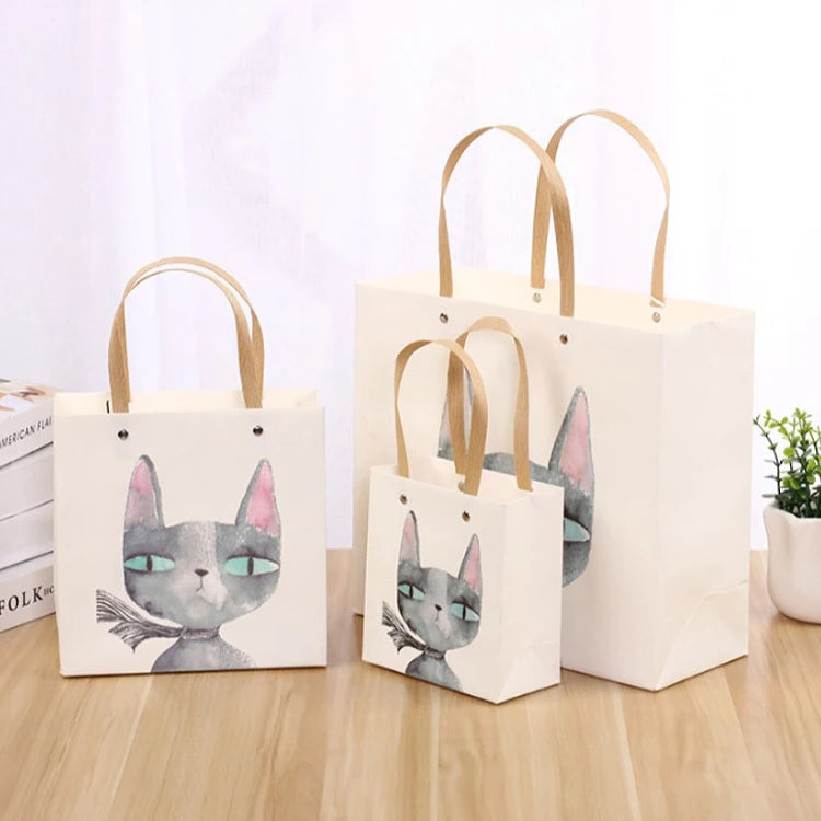 Wholesale Offset Printed Recycled Materials Kraft Paper Gift Bag with Hand Length Handle for Craft Packaging