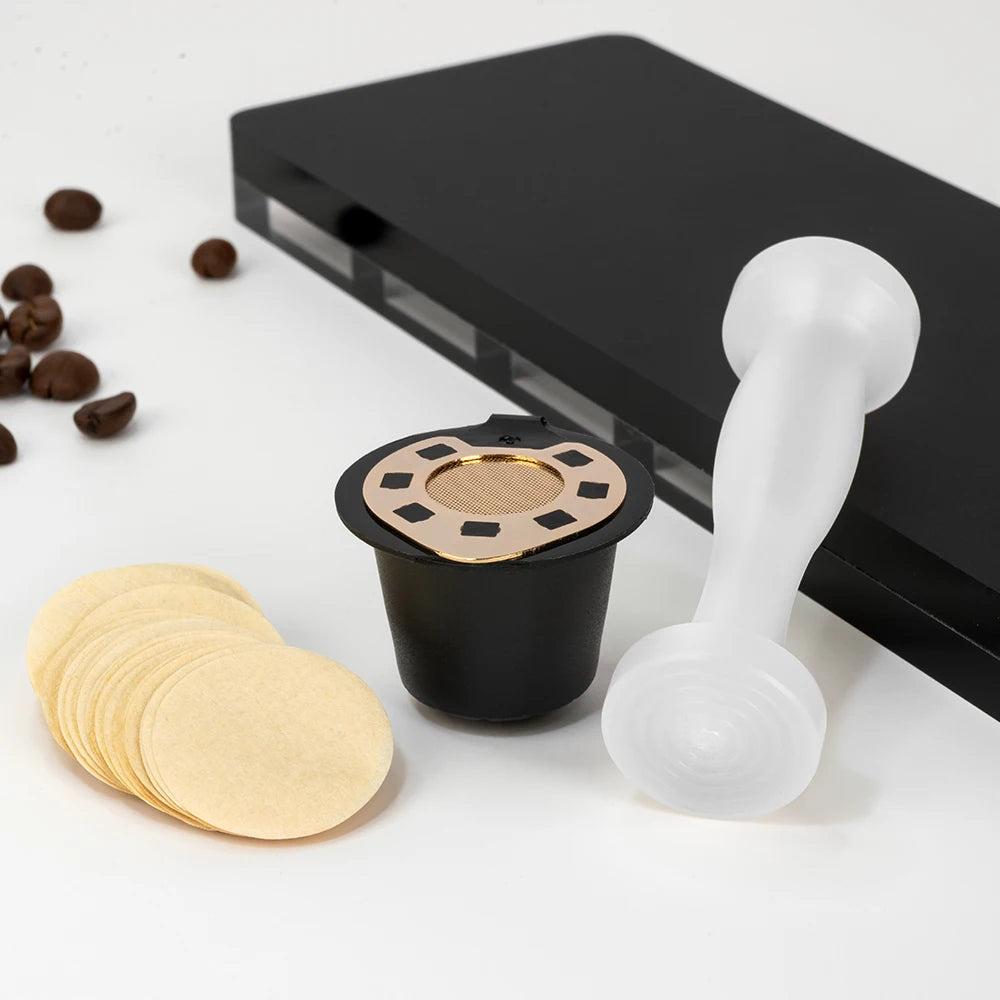 1 Set Reusable  OriginalLine Coffee Pods Double-Sided Tamper 27mm Paper Filters Compatible with K-Cups