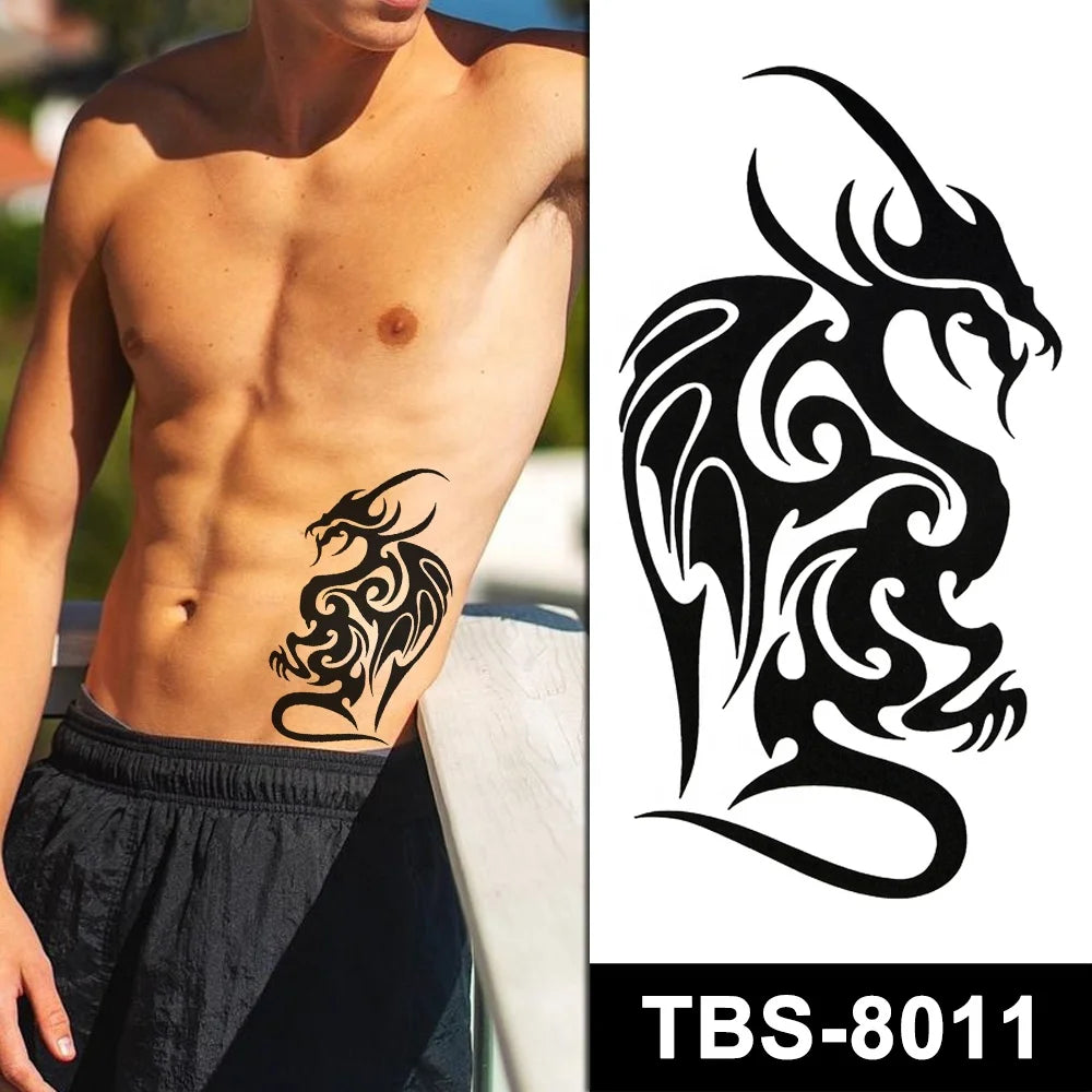 Fashionable Latest High Quality Waterproof New Design Large Size Tribal Minimalist Simple Black Men Arm Temporary Sticker Tatoo