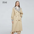 Plus Size Women Fashion Style Trench Coat Lapel Long Sleeve Plaid Coat With Pockets
