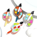 Creative Colorful Personalized Drawing Board Pins Oil Painting Brushes Acrylic Brooch Accessories