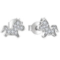 Wholesale 925 Sterling Silver Cute Dog Stud Earrings Cubic Zirconia Paved Animal Jewelry for Women Kids
