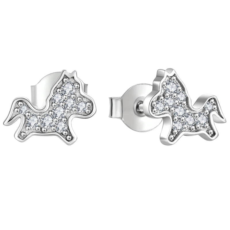 Wholesale 925 Sterling Silver Cute Dog Stud Earrings Cubic Zirconia Paved Animal Jewelry for Women Kids
