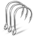Factory Wholesale Multi Sizes Sea Fishing Hook Saltwater Strong Carbon Steel Offset Inline Circle Fishing Hooks
