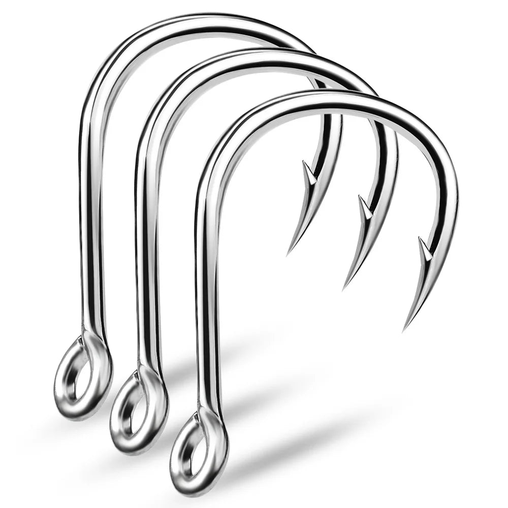 Factory Wholesale Multi Sizes Sea Fishing Hook Saltwater Strong Carbon Steel Offset Inline Circle Fishing Hooks