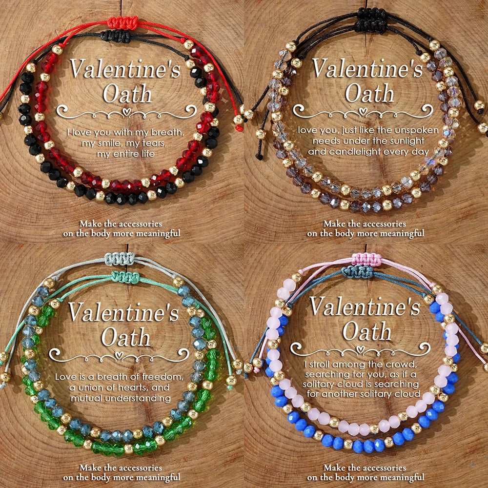 Go2boho Handmade Luxury Crystal 2ps Beaded Bracelet Colorful Gold Plated Bohemian Style Fashion Jewelry Women Couple Gifts Lover