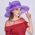 New Design Organza Church Hat Party Fascinator Kentucky Derby Top Hat Colorful Sun Hat for Women Adjustable Daily Decoration