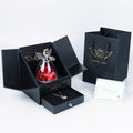 Valentines Day Gifts Double-Open Jewelry Gift Box Eluxury Ternal Rose Jewelry Box Angel Preserved Rose in Glass Dome for Women