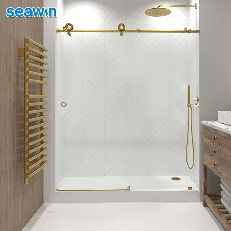 Luxury Modern Frameless Hotel Sliding Clear Tempered Glass Shower Door