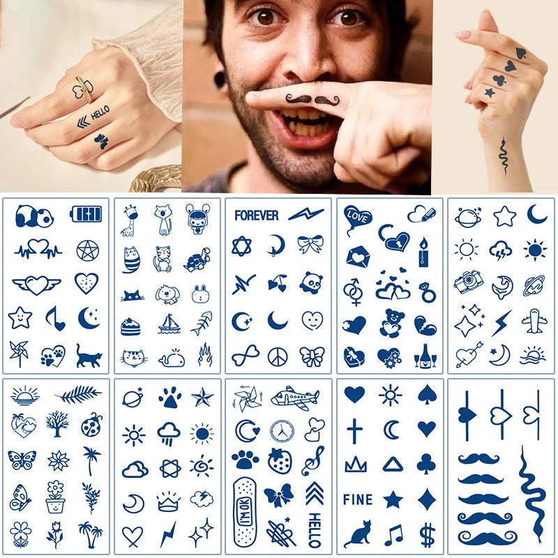 New Herbal Temporary Finger Tattoo Stickers Water Transfer Paper PET Film 10-15 Days Lasting Custom Logo Available CE Certified