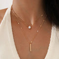 Fashion Multi - Layered Pentagram Love Drop Pendant Retro Collarbone Chain Necklace
