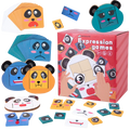 New Design Panda Face Change Matching Puzzle Game Children Expression Board Montessori Education Learn Cube Block Toys for Kids