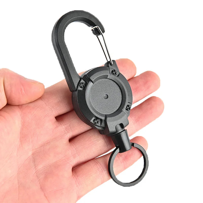 Retractable Reel Clip KeyChain Lanyard Holder Anti-theft Multitool Carebiner Badge ID Keyring for Outdoor Climbing