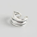 Handmade 925 Sterling Silver Irregular Layer Rings for Women Silver Jewelry