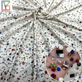 Popular Stone Handmade Colorful Crystal Tulle Lace Fabric Pearl Crystal Mesh Fabric Stones Lace Rhinestone Net Lace Fabric
