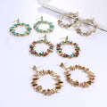 Statement Gold Plated Glass Diamond Stud Earrings Irregular Sparkling Rhinestone Crystal Square Hoop Earrings