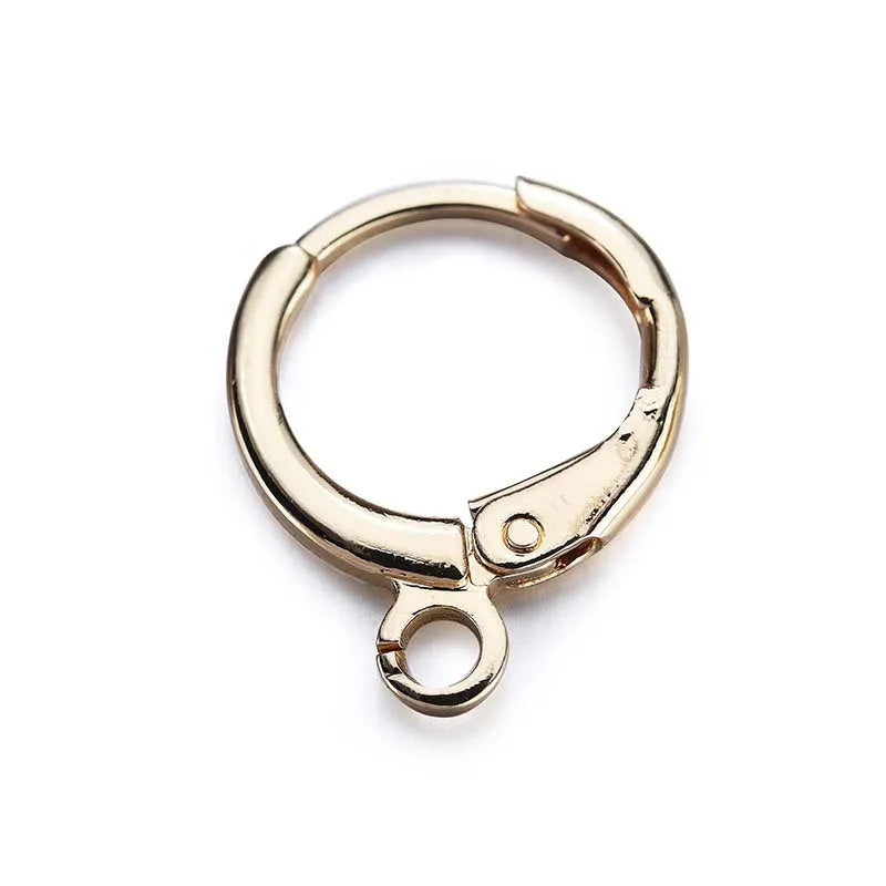 Gold Plated Brass Ear Buckle Strap Hoop Classic Simple Style DIY Earrings W/ Loop Women's Jewelry Making