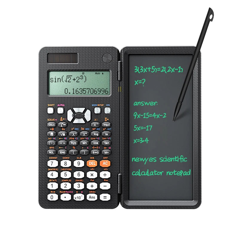 NEWYES Portable 417 Scientific Functions Folding Digits Display Writing Board Calculator With Pen Notepad