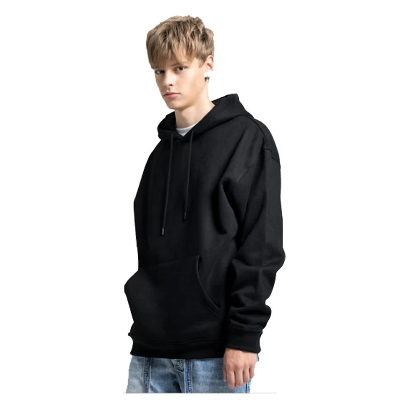 Wholesale 350gsm Outdoor Warm Fleece Heavy Hoodies for Men Custom Blank Solid Casual Oversize Hoodies Puff Logo Printing