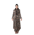 Manufacture Custom Boho Miyake Pleated Dress for Women Scarf Collar Full Sleeves Irregular Loose Modest Maxi Dresses for Church