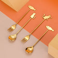 Cute Mini Cat Spoon Gold Dessert Tea Spoon Fish Spoons for Coffee Ice Cream Sugar