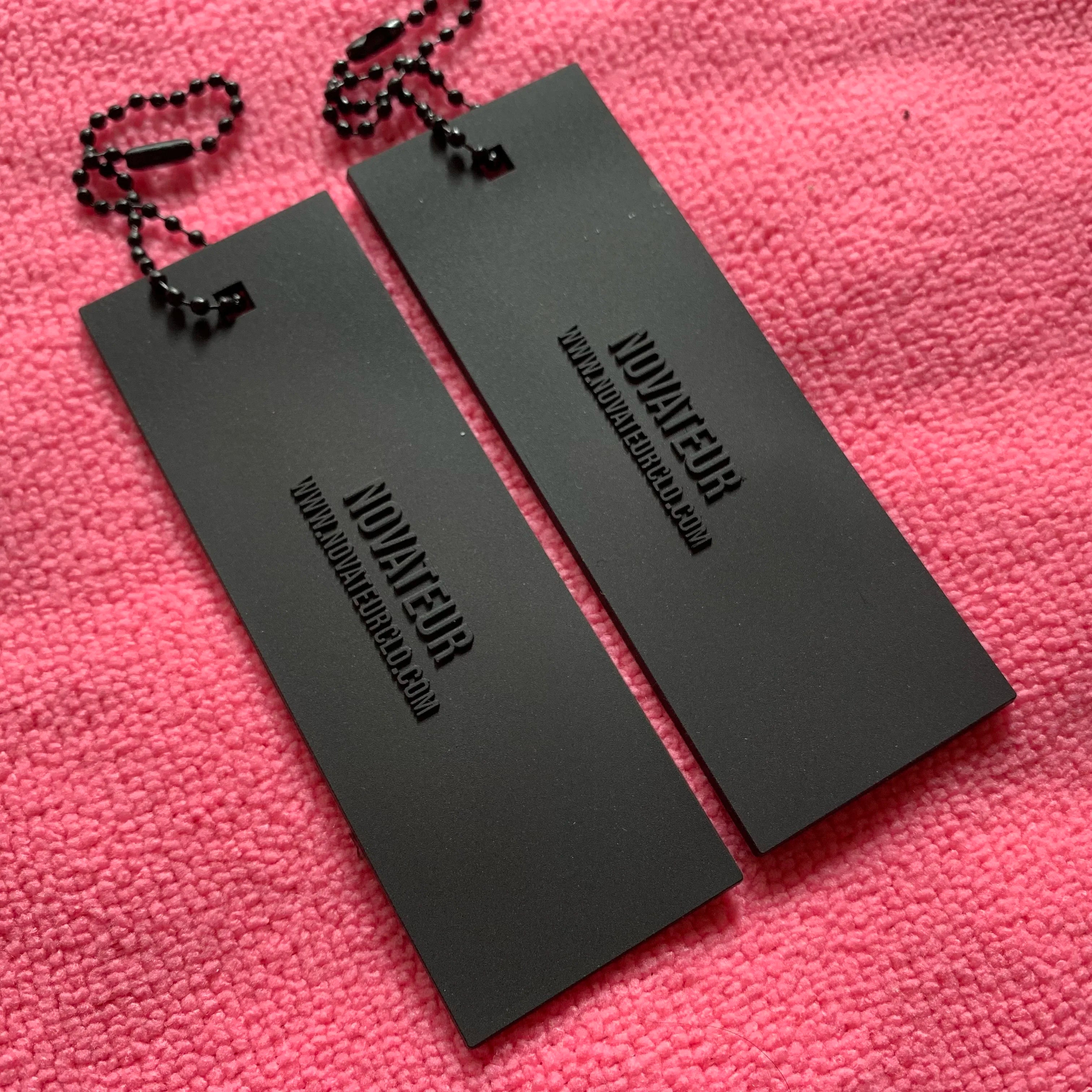 Full Black Color 3D logo Silicone Rubber Hangtag LabelNewest Design Convex logo PVC Rubber Hang Tag With Black Ballchain