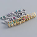 Fine Jewelry 925 Sterling Silver Small Hoop Earring Real Gold Plated Flower Iced Out CZ Cubic Zirconia Earrings YF3006