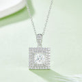 O93 Abiding Jewelry Wholesale Square Cut 1CT Moissanite Diamond Stone Pendant 925 Sterling Silver Double Halo Necklace