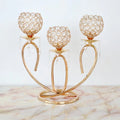 Three-Head Luxury Gold Crystal Candleholder for Wedding Home Decor Handmade Elegant Nordic Design Metal for Valentine's Day