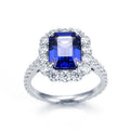 Messi Gems  MSR-1394 Customized Jewelry 14K White Gold 4CT Lab Sapphire Ring Wedding Band Engagement Band Gift for Women
