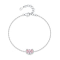 SL1806 925 Sterling Silver Geometric Design Bracelet for Women Fashion Pink Morganite Zircon with Gold Plating for Party Gifts