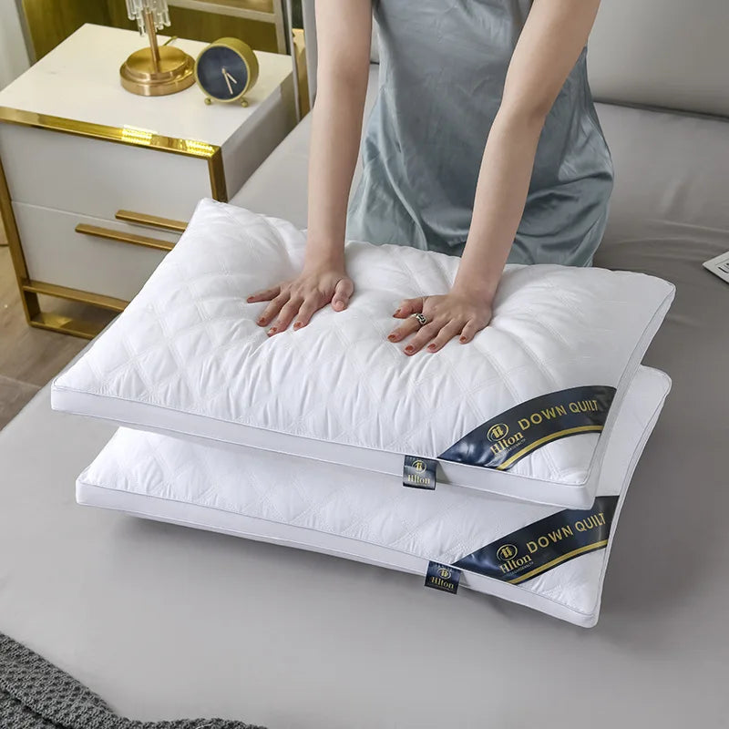 Customized High Quality Hilton Hotel Style 48*74cm Mid-pillow Ergonomic Neck & Body Rest Cotton Gauze Ultra-Soft Pillow