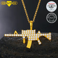 Hip Hop Sterling Silver Gun Pendant With VVS Moissanite Stone Iced Out Moissanite Gun Pendant Necklace Hiphop Jewelry