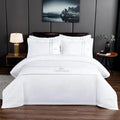 Classic Original White Color Hotel Bedding Set 60S Long-staple Cotton Bed Sheets Quilt Cover Set Bed Linen with Embroidery logo