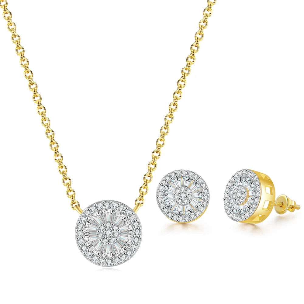 Fashion Jewelry Sets Korean Style Women's Zircon Wedding Choker Necklace and Earring Set 14K Gold Plated