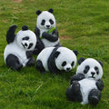 Realistic Handicraft Life Size Panda Fiberglass Animal Sculptures for Outdoor Garden Decoration