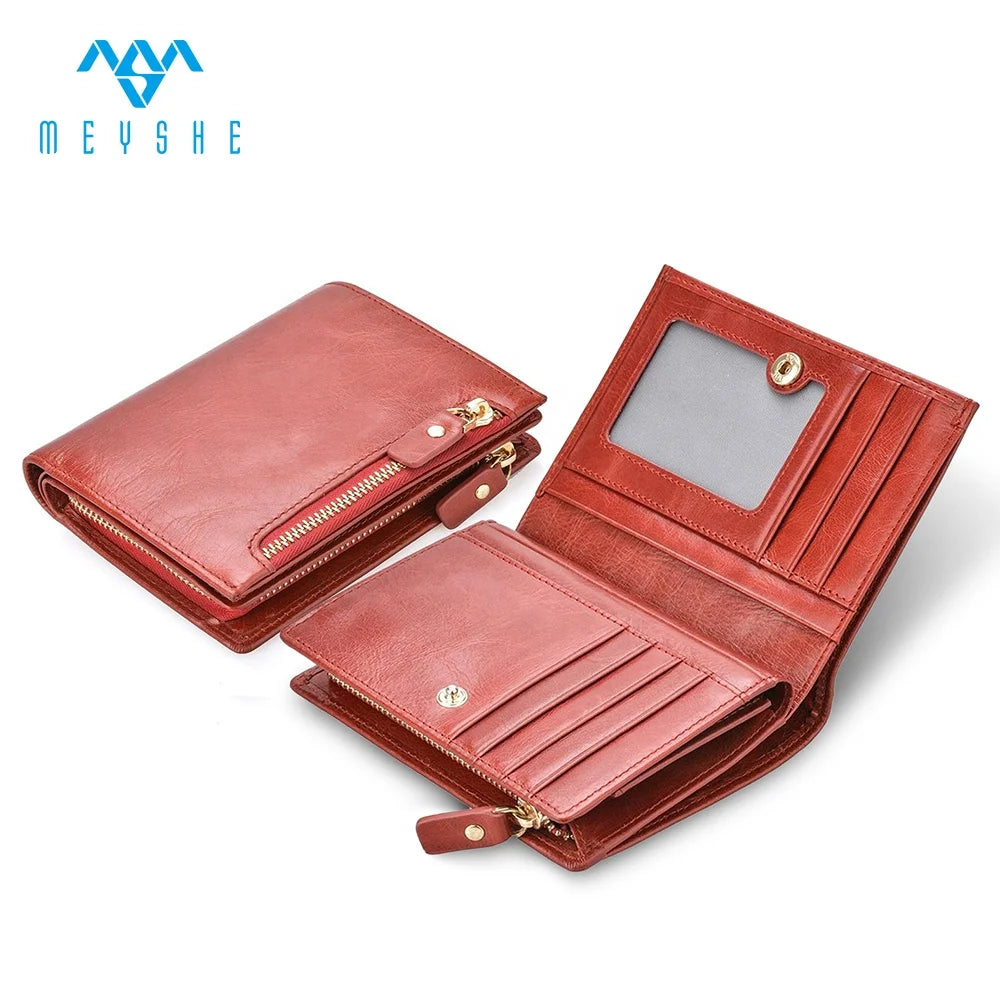 Factory Wholesale Genuine Leather Custom Luxury Women Card Holder Wallet With Coin Purse