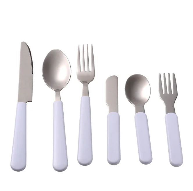 Sublimation Cutlery Set for Adults and Kids Stainless Steel Knife Spoon and Fork Sets With Plastic Handle for Home Hotel Use