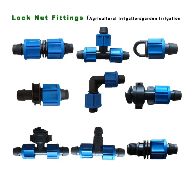16mm Drip Tape Fittings Lock Nut Coupling Plastic Irrigation Pipe Fittings for Agricultural Irrigation