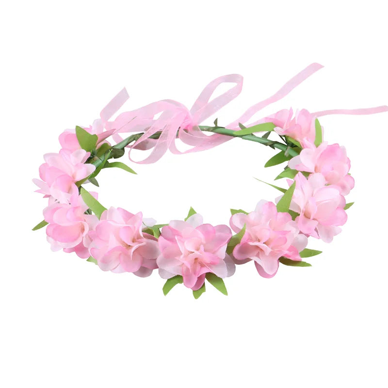 2026 Adjustable Floral Elastic Ribbon Headband Women Girls Children Crown Garland for Party Wedding Beach Headpiece