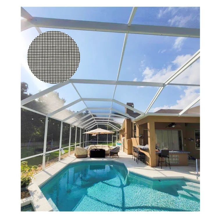 JINDI Modern Fire Resistant Black E-Glass Fiberglass Pool Patio Screen Mesh Rolls