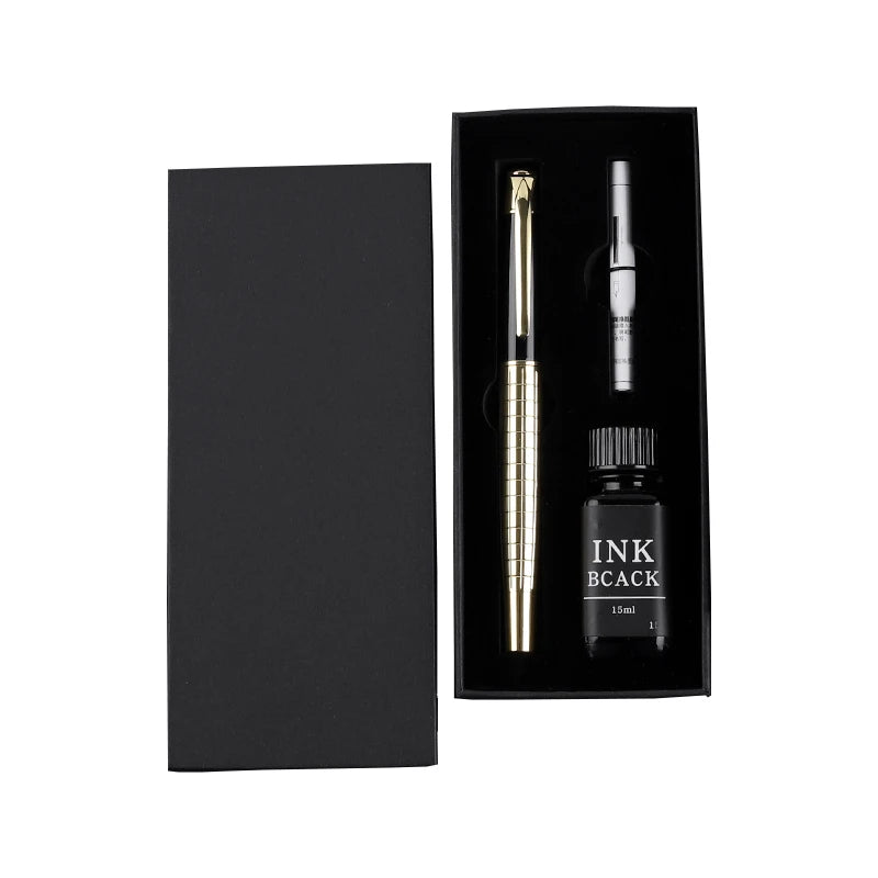 Top Sell Wholesale and Retail Luxury Business Gift Set with Ink Bottle Stationary Pen Set for Birthday Gift
