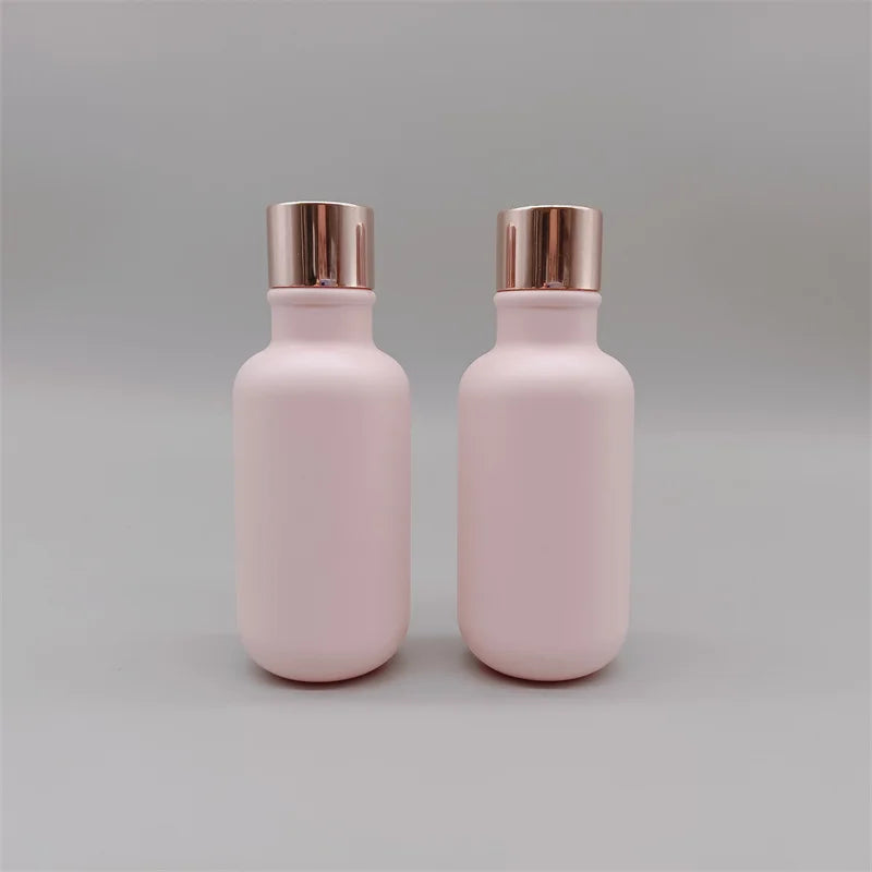 100ml Matte Frosted Pink Customized Shape Healthy Plastic Bottle Pump Sprayer for Facial Cleanser Skin Care Serum Packaging
